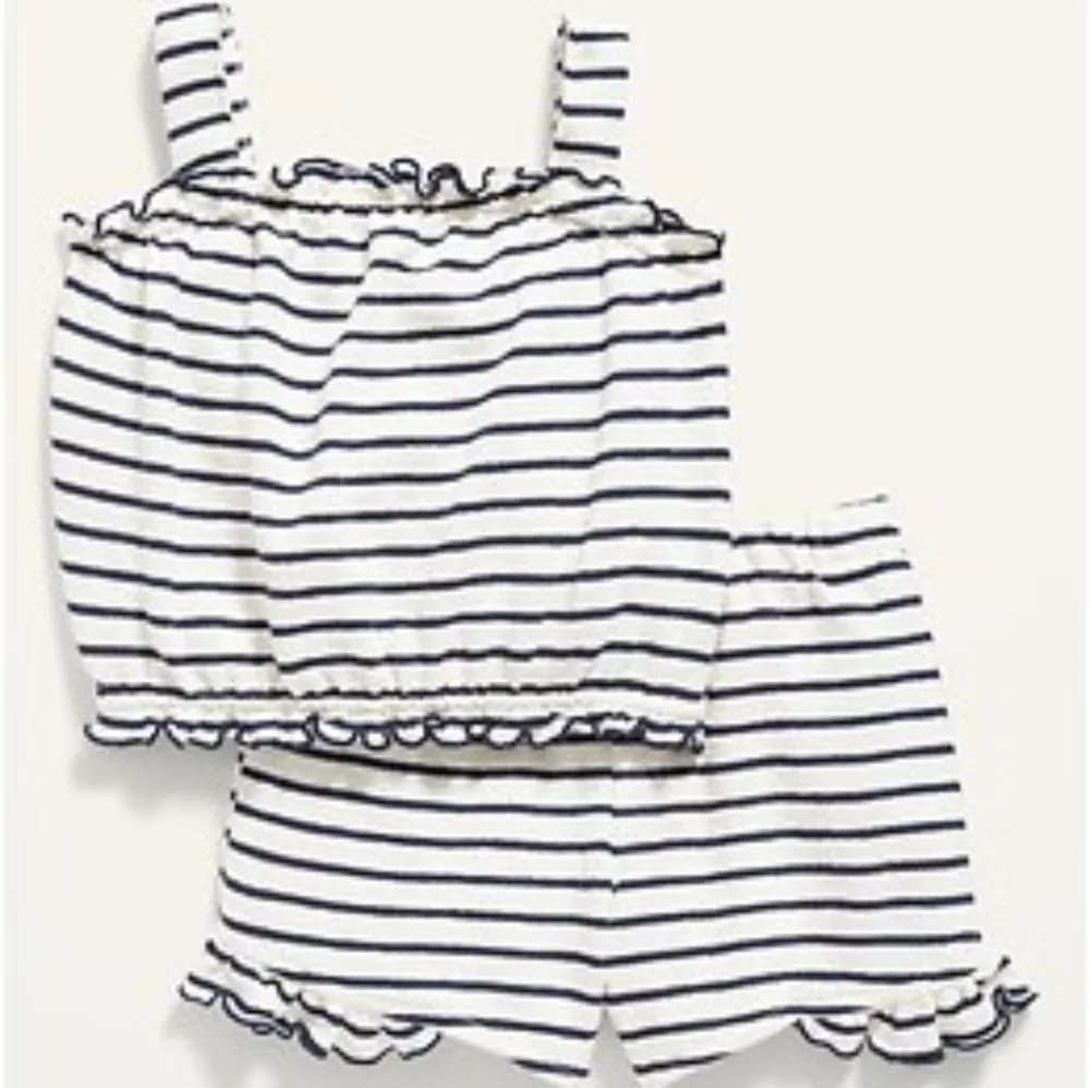 New W Tags Old Navy Sleeveless Ruffle-Trim Top and Shorts Set Sz 3T